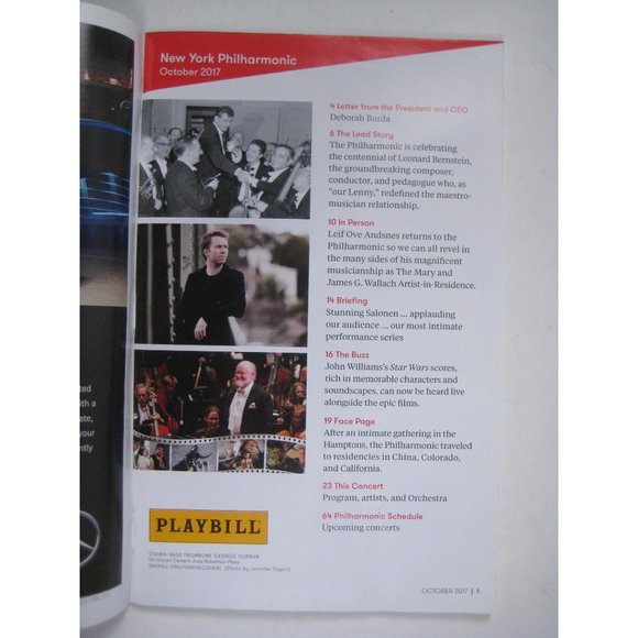 New York City Philharmonic Stagebill October 2017 Star Wars Lincoln Center - Picture 2 of 11